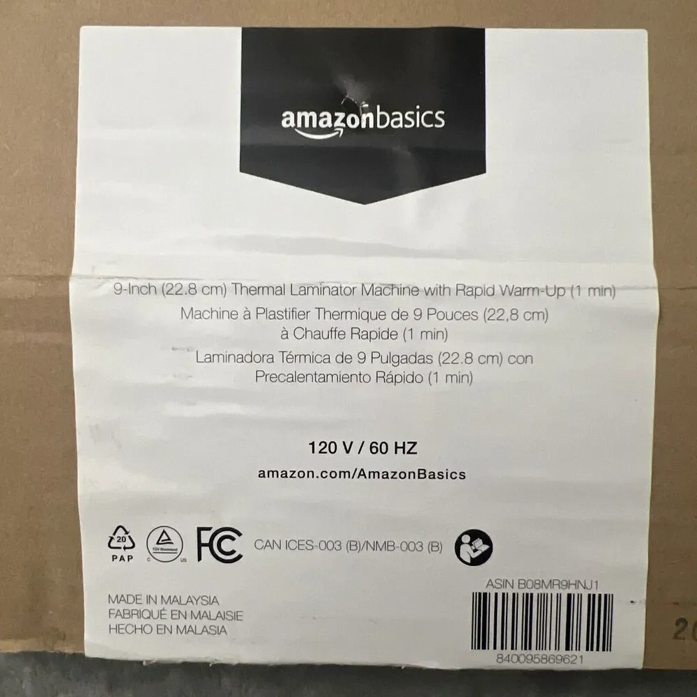 AmazonBasics 9” Thermal Laminator W/ Rapid Warm up - White